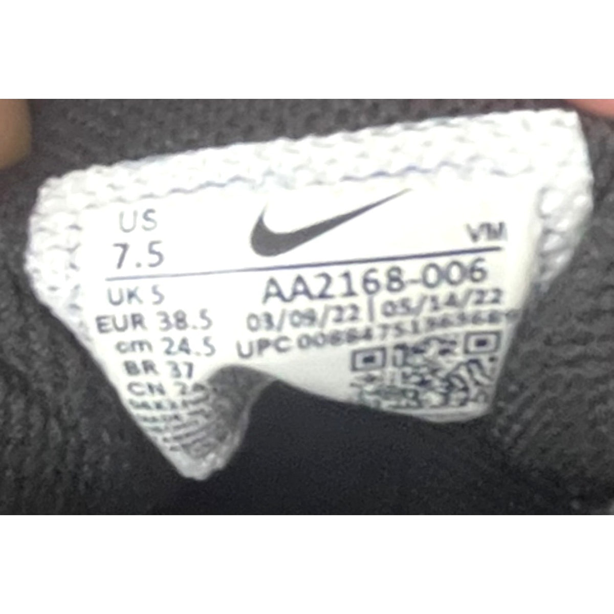 Nike Air Max Triple Black Athletic Shoes Women's Size US 7.5