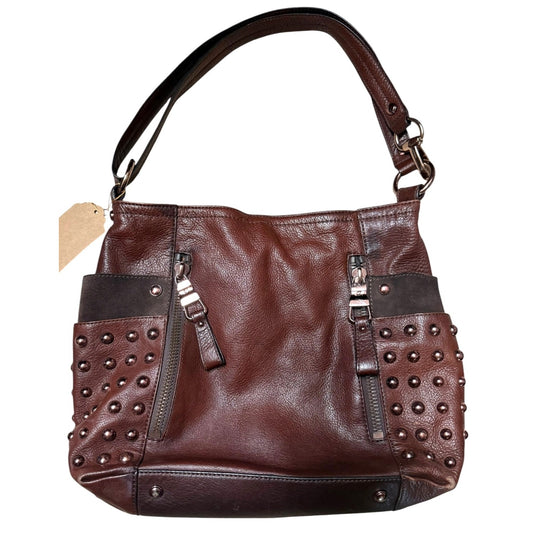 B Makowsky Studded Leather Shoulder Bag