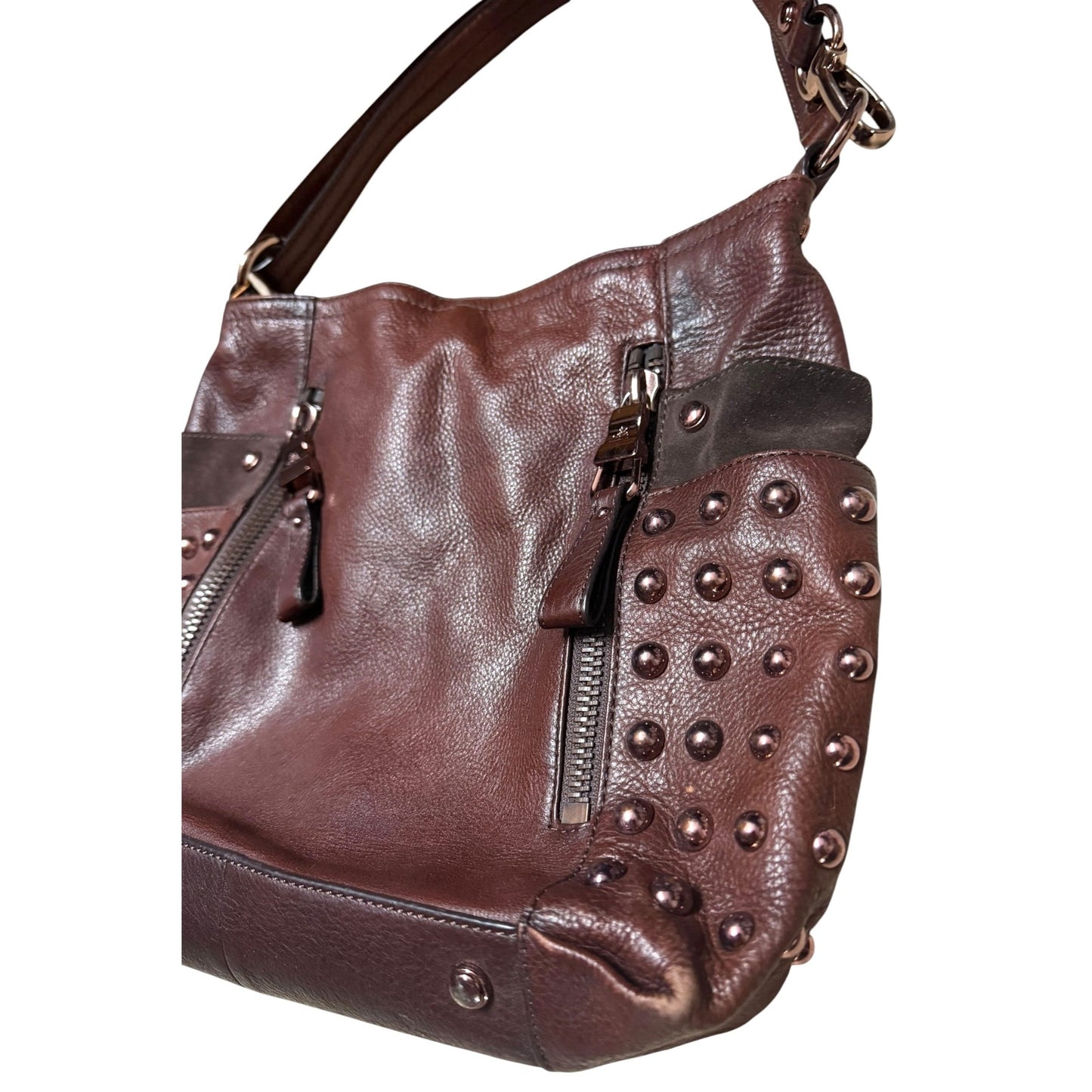 B Makowsky Studded Leather Shoulder Bag