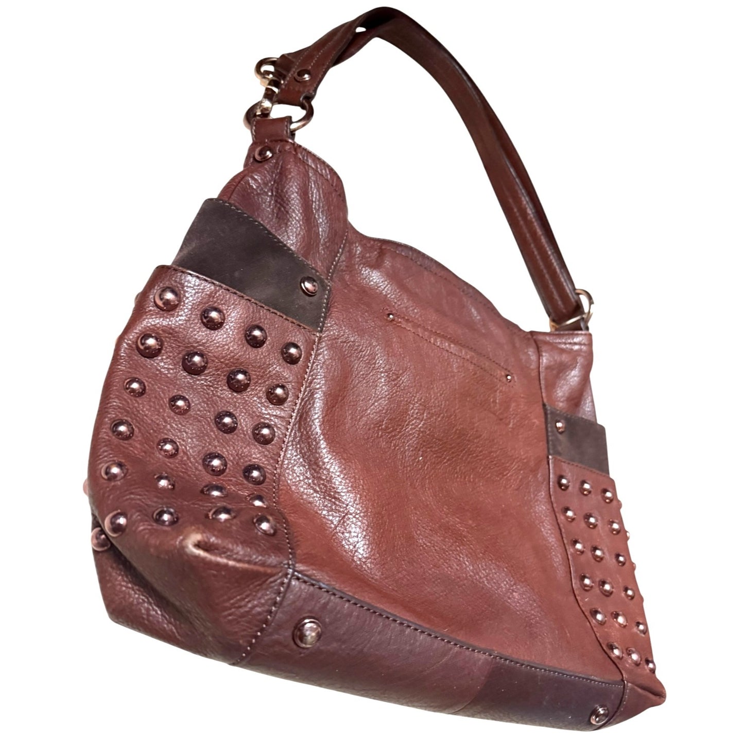 B Makowsky Studded Leather Shoulder Bag