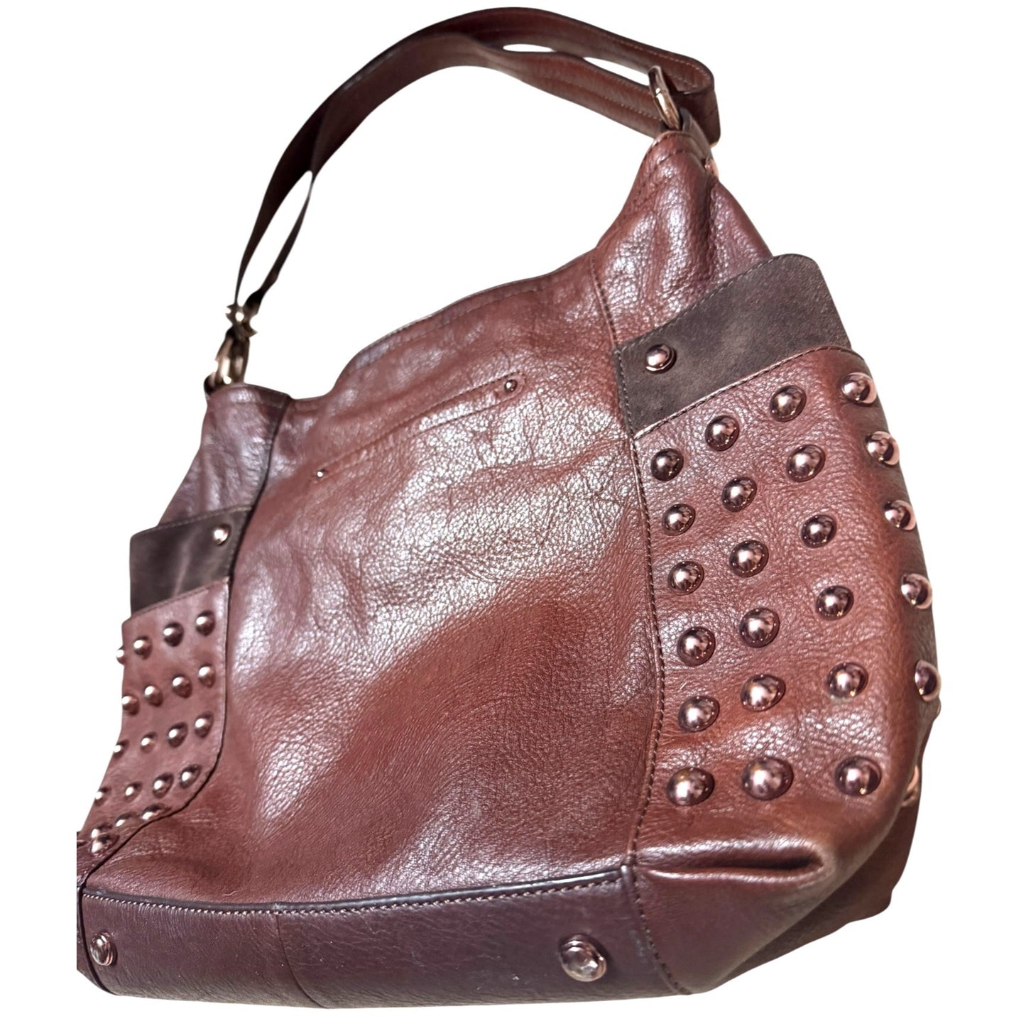 B Makowsky Studded Leather Shoulder Bag