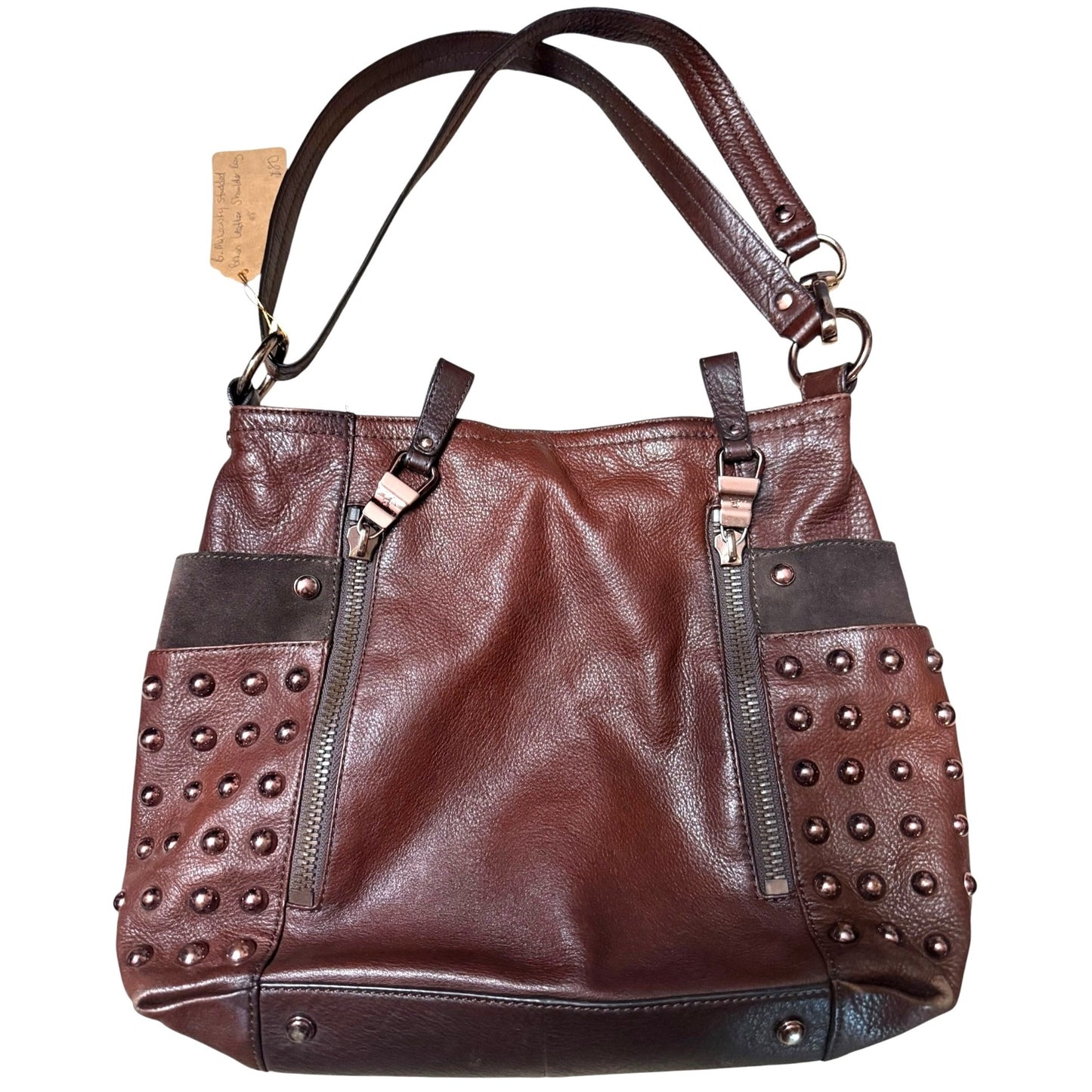 B Makowsky Studded Leather Shoulder Bag