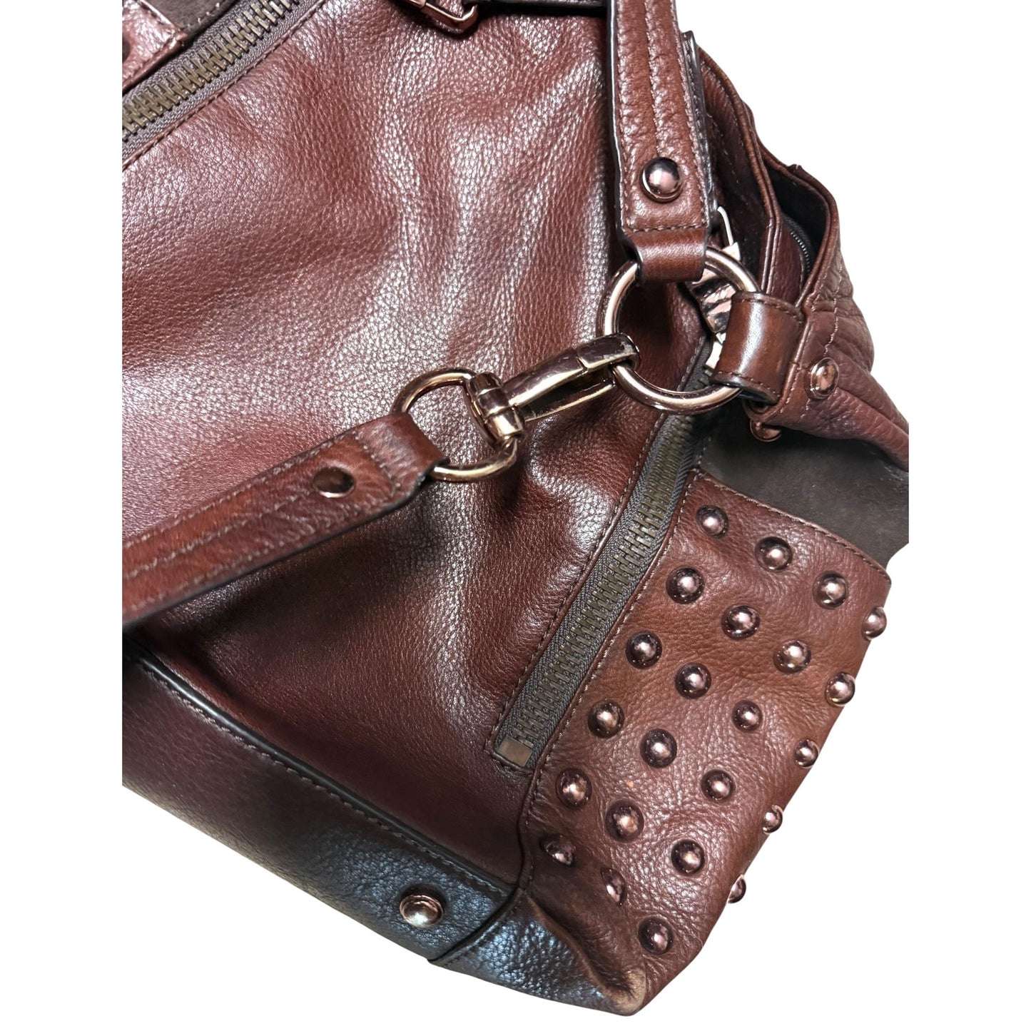B Makowsky Studded Leather Shoulder Bag