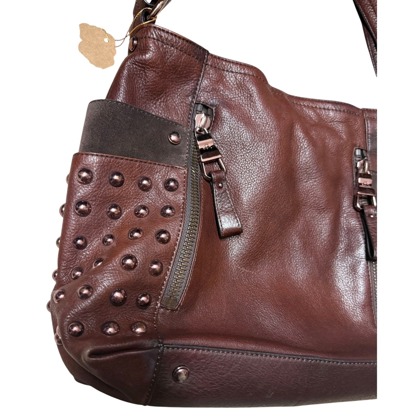B Makowsky Studded Leather Shoulder Bag