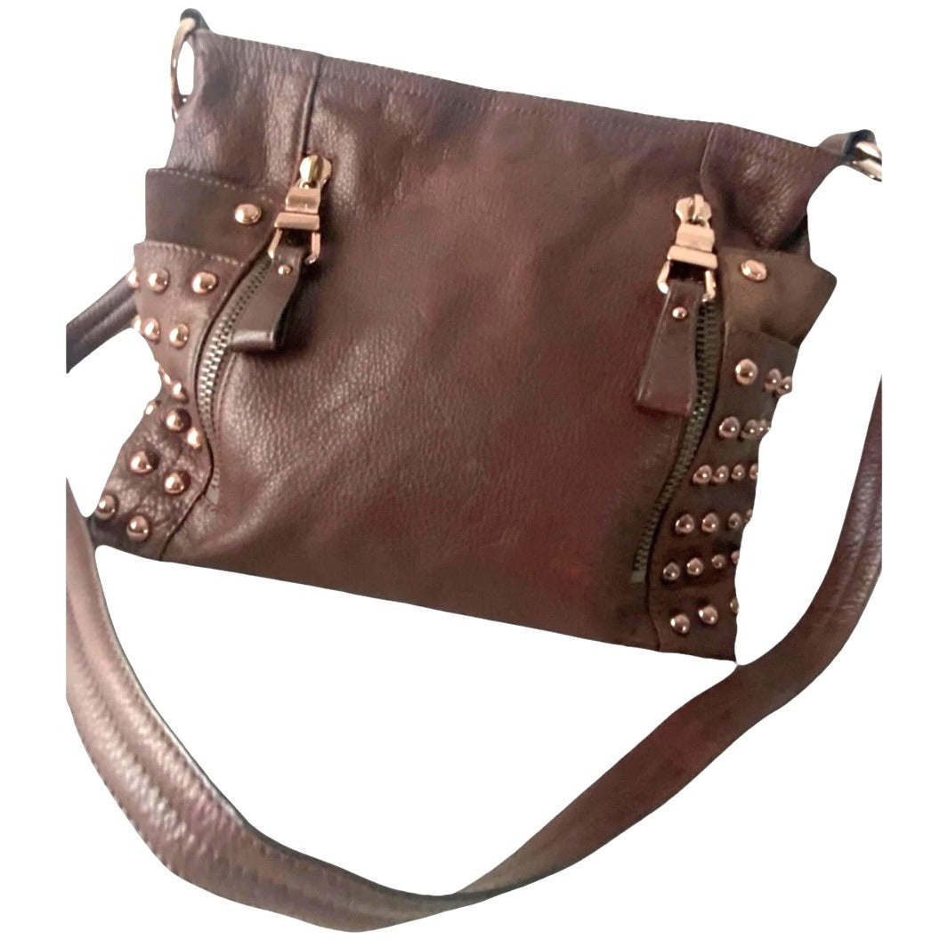 B Makowsky Studded Leather Shoulder Bag