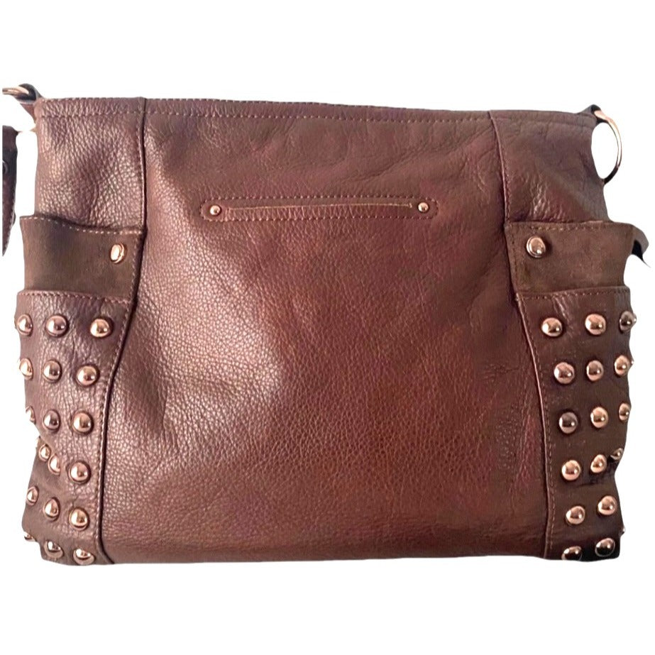 B Makowsky Studded Leather Shoulder Bag
