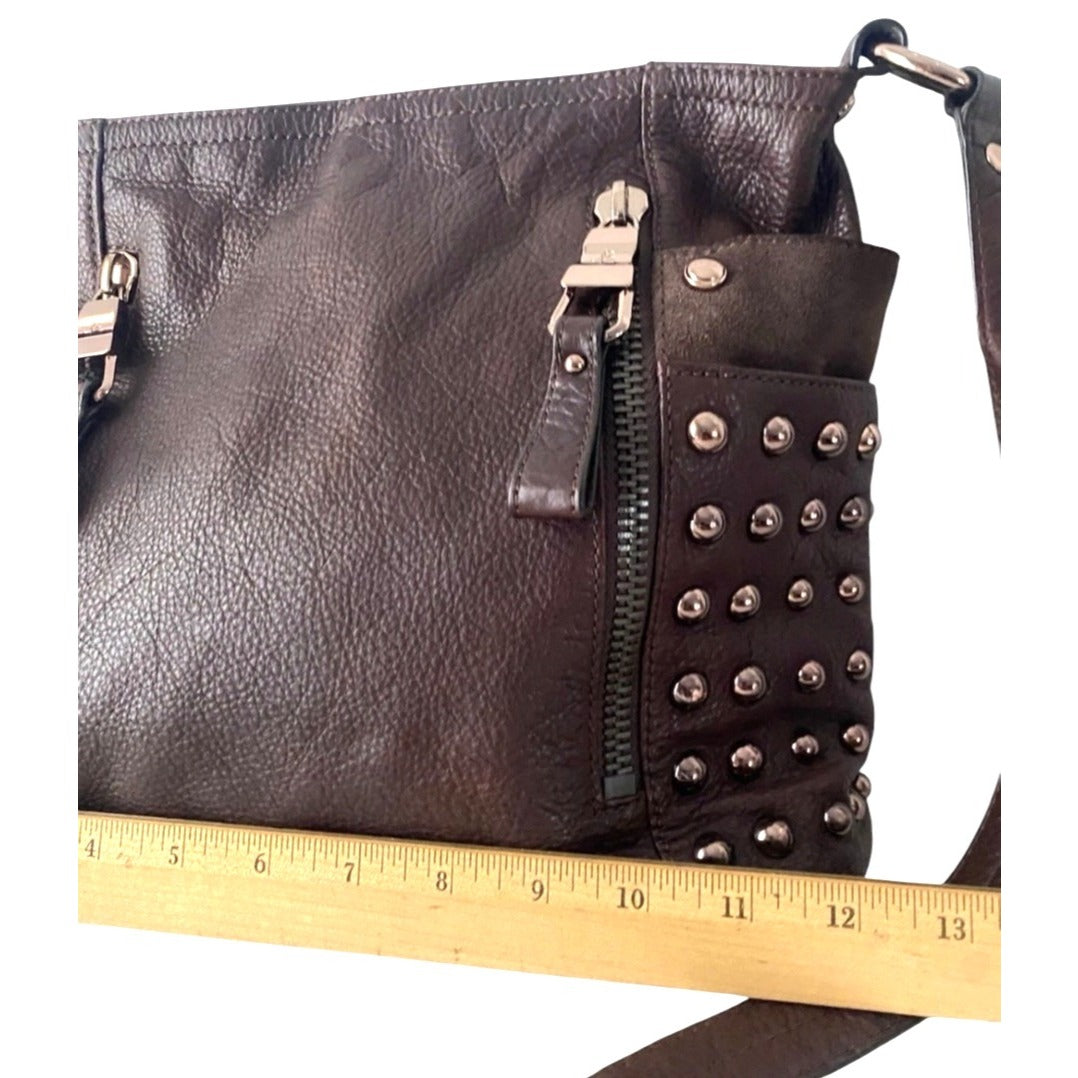 B Makowsky Studded Leather Shoulder Bag