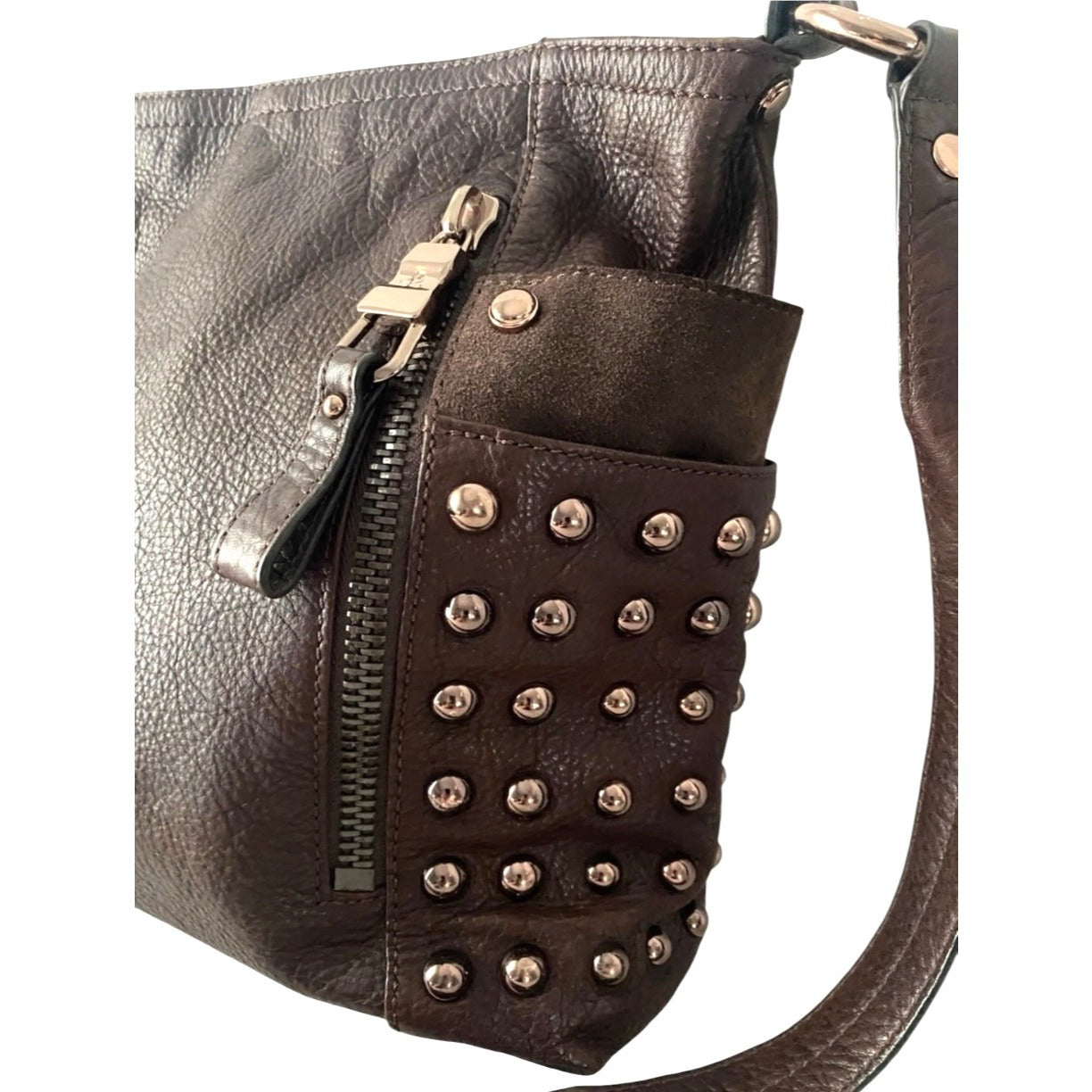 B Makowsky Studded Leather Shoulder Bag