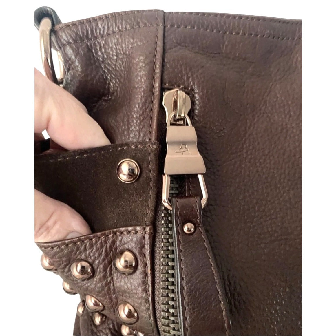B Makowsky Studded Leather Shoulder Bag