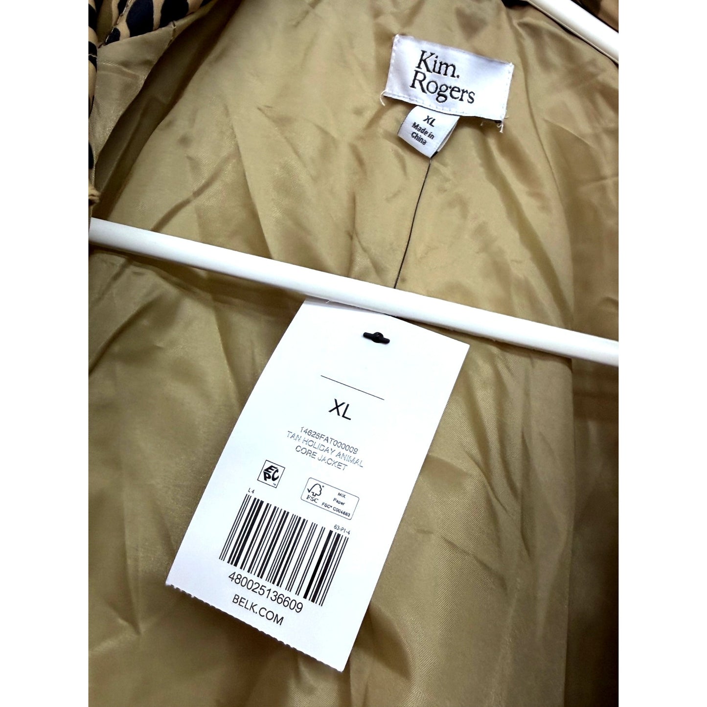 Kim Rodgers XL Leopard Puffer Jacket NWT MSRP $70
