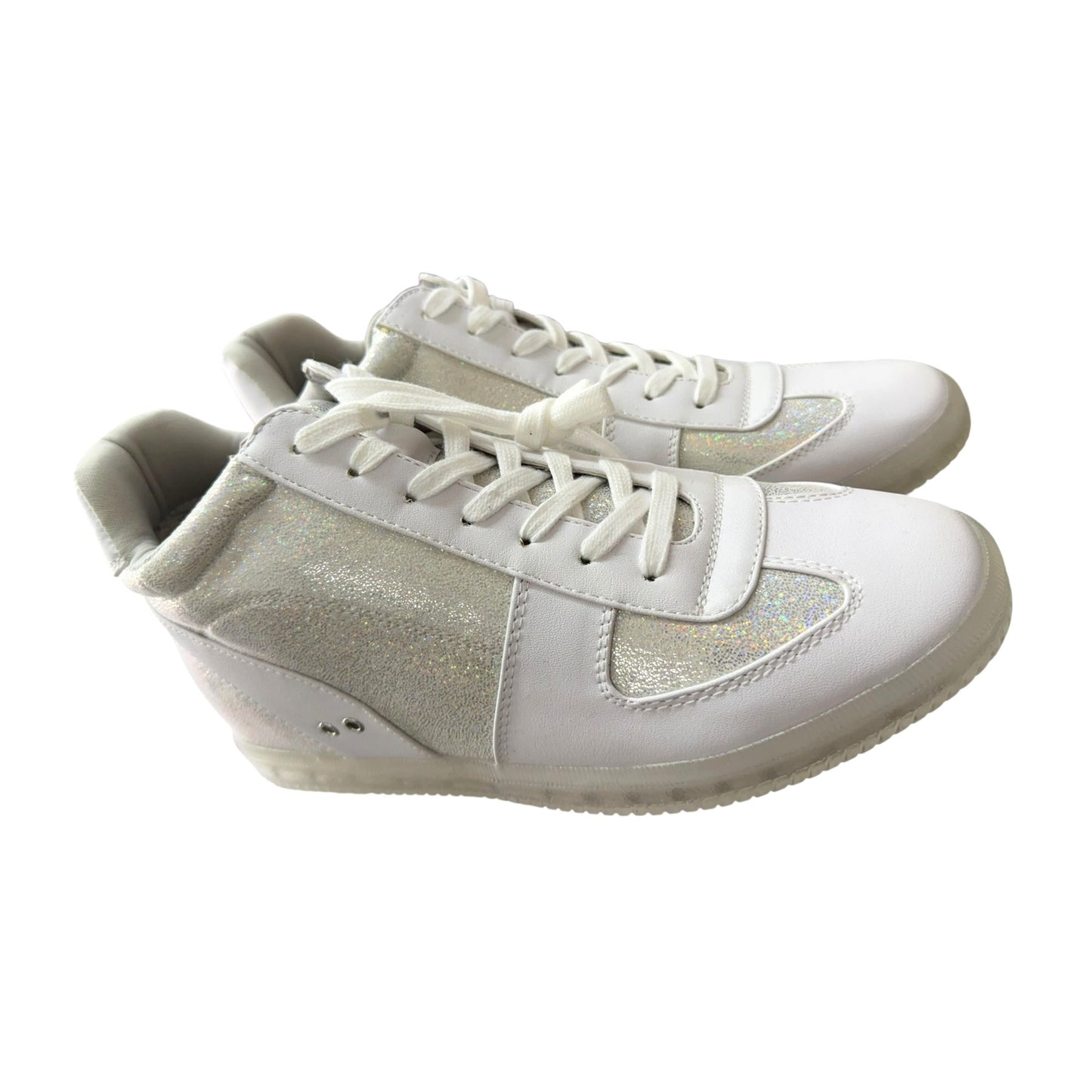 True Craft Women's White & Glitter Sneakers Size 10