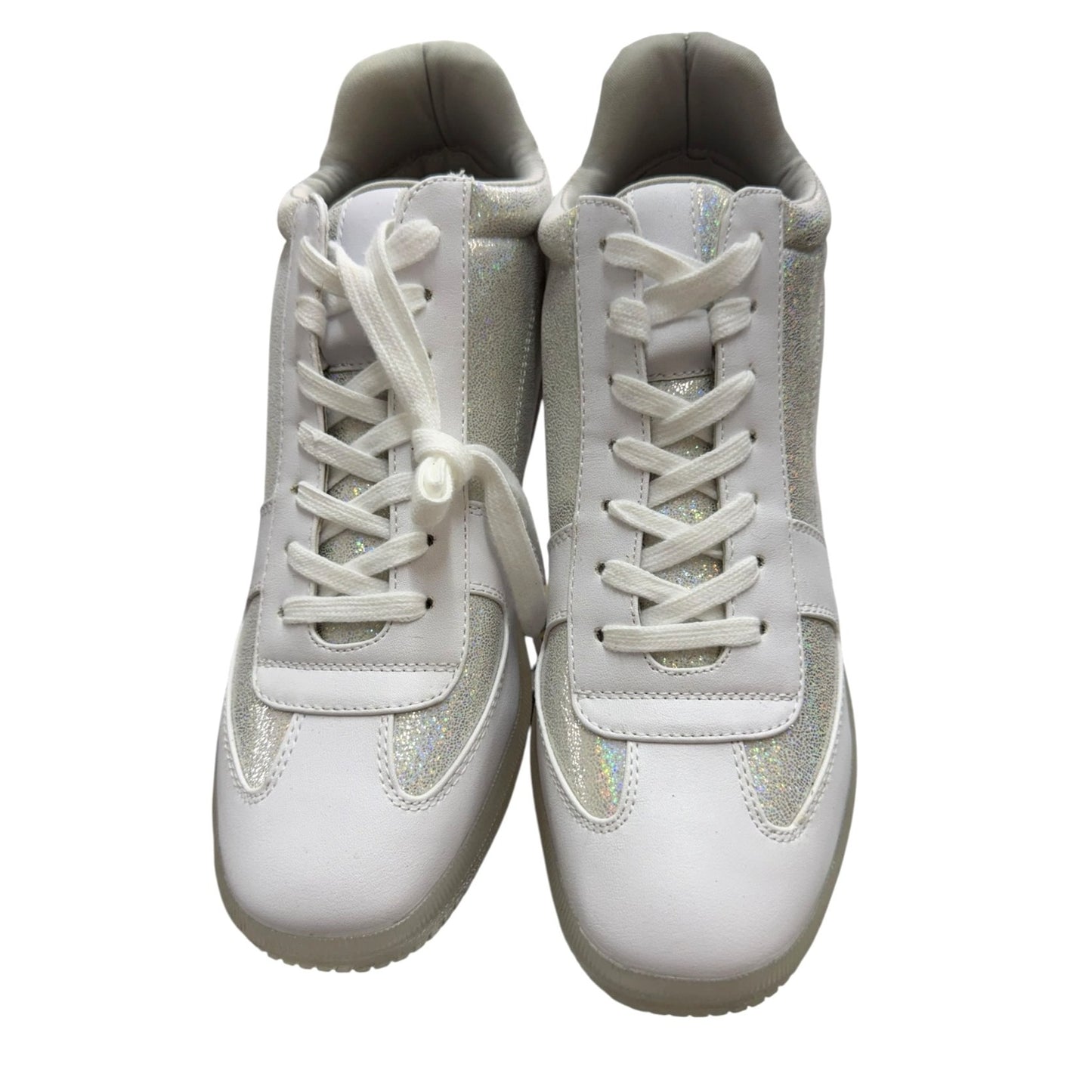 True Craft Women's White & Glitter Sneakers Size 10