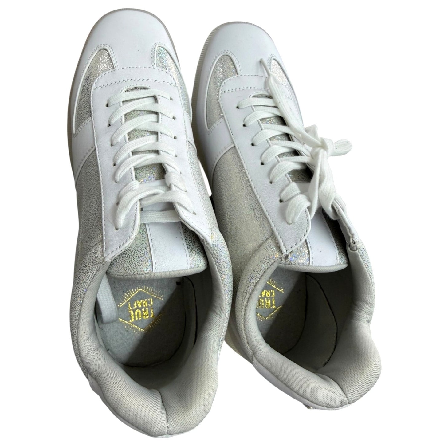 True Craft Women's White & Glitter Sneakers Size 10