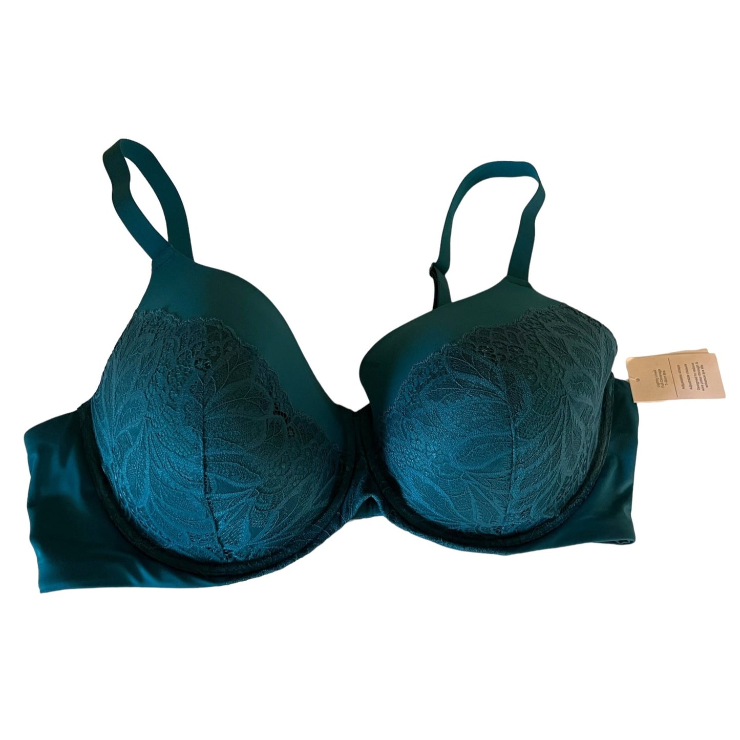 Auden Lightly Lined Full Coverage T-Shirt Bra 42DD Adjustable Straps Lace Front