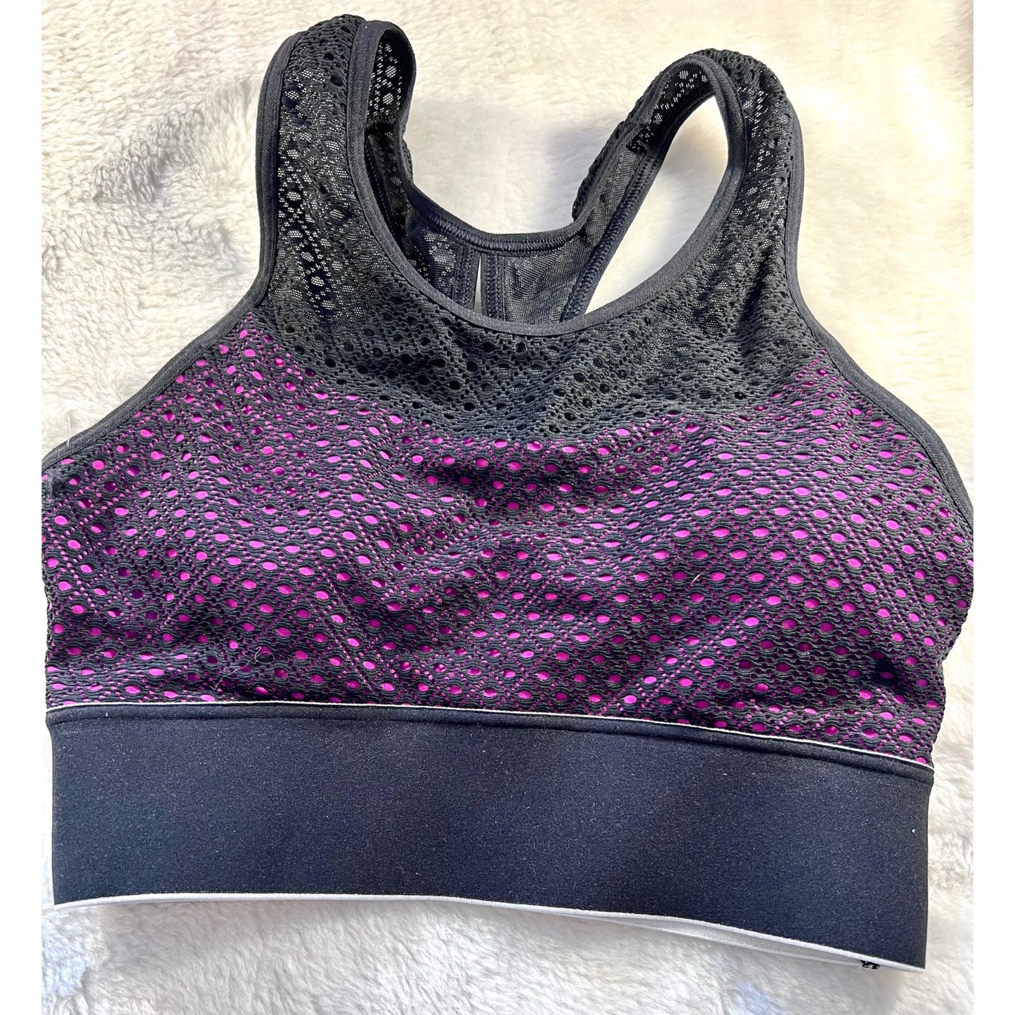 Champion Women's XS Racerback Sports Bra Mesh Black & Fuchsia NWOT