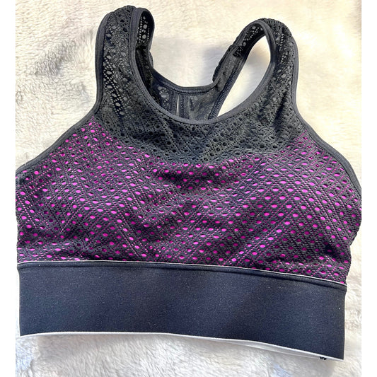 Champion Women's XS Racerback Sports Bra Mesh Black & Fuchsia NWOT