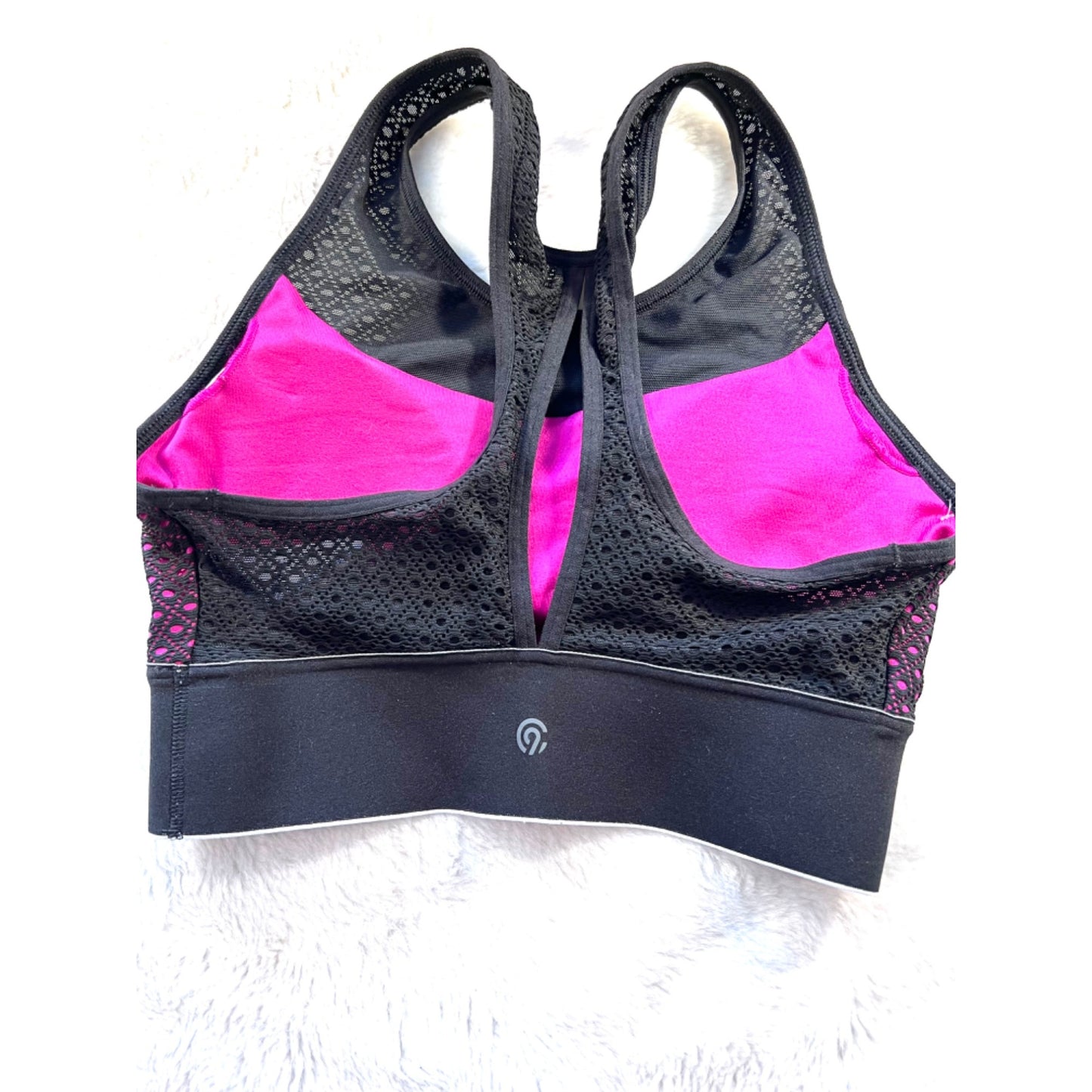 Champion Women's XS Racerback Sports Bra Mesh Black & Fuchsia NWOT