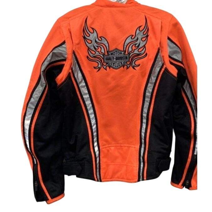 Harley-Davidson Women's Mesh Motorcycle Jacket Orange/Black/Silver Size Small Protective Wear