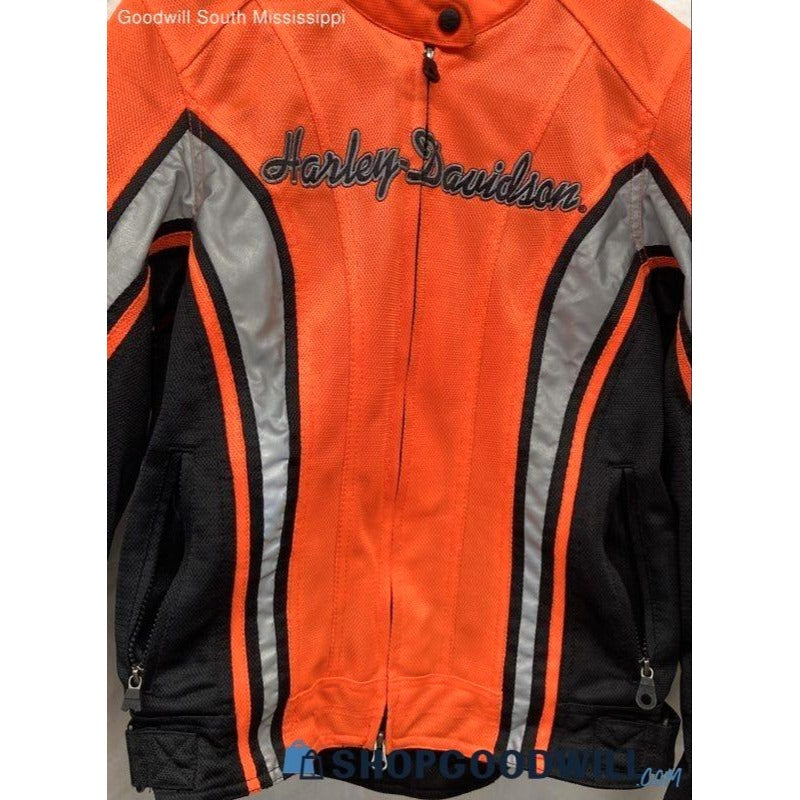 Harley-Davidson Women's Mesh Motorcycle Jacket Orange/Black/Silver Size Small Protective Wear