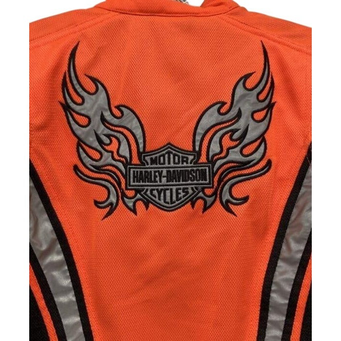 Harley-Davidson Women's Mesh Motorcycle Jacket Orange/Black/Silver Size Small Protective Wear