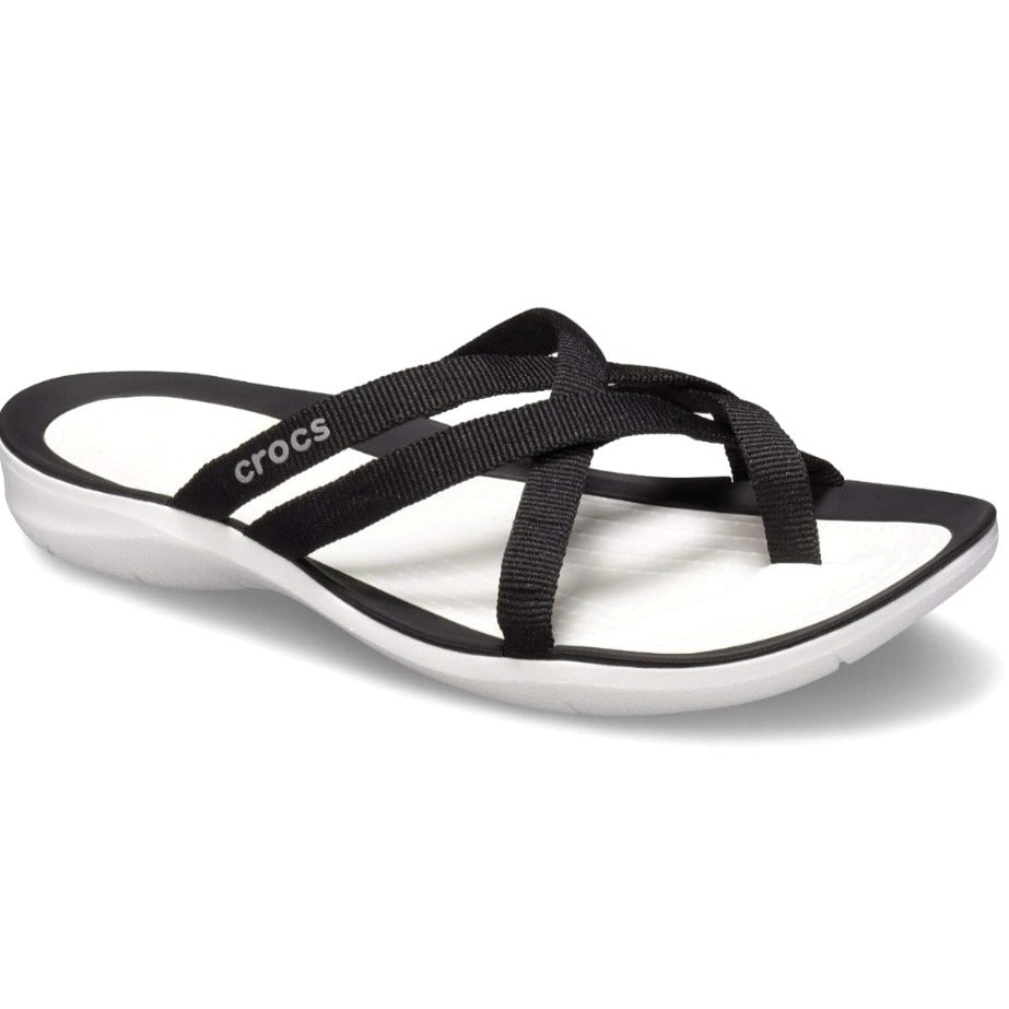 Crocs Women's Swiftwater Sandal SZ 8 Black/White Lightweight Comfort Slide