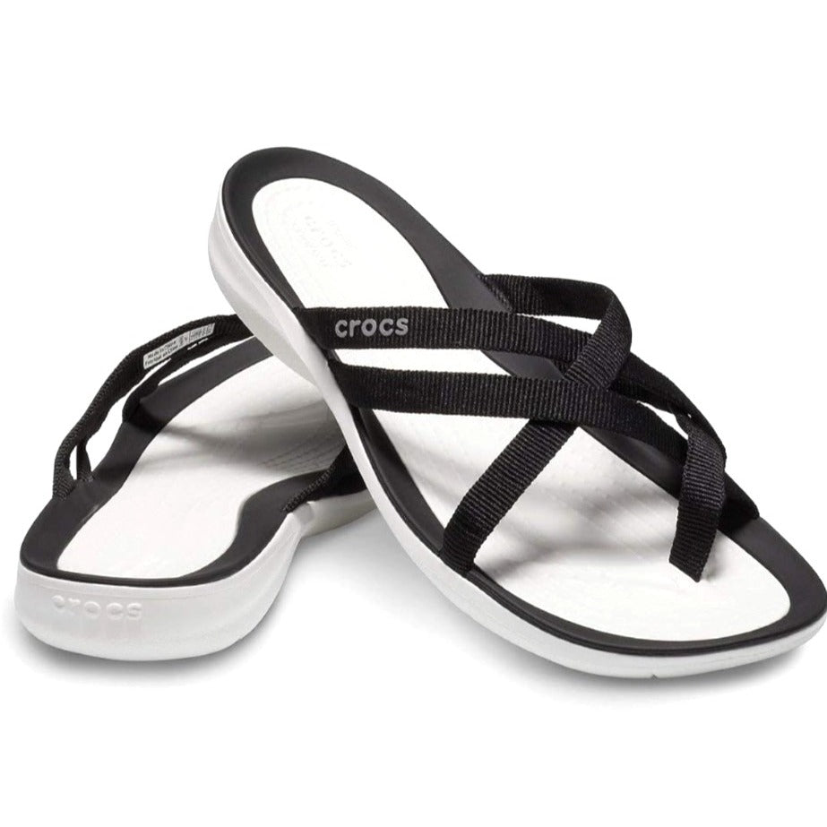 Crocs Women's Swiftwater Sandal SZ 8 Black/White Lightweight Comfort Slide