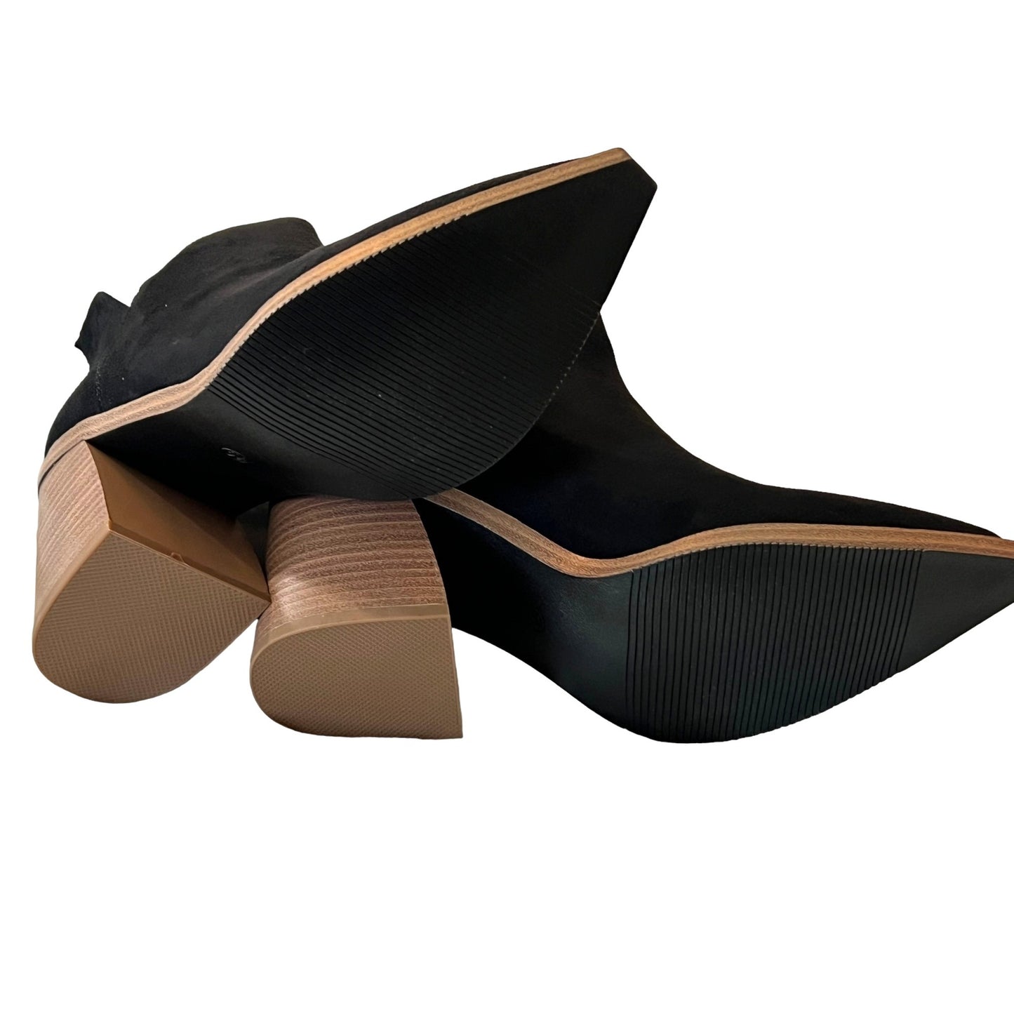 Black Suede Block Heel Ankle Boots With Back Zipper Closure - Women's Size 5.5 NWB
