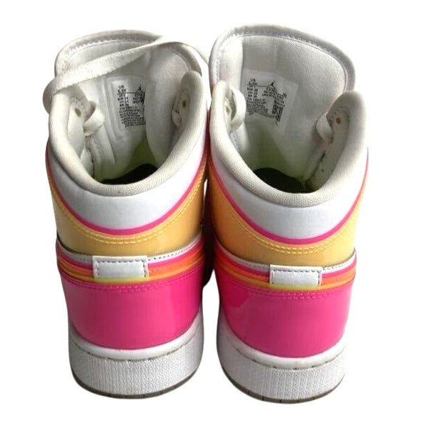 Nike Air Jordan 1 Mid SE GS White Pink Orange Sneaker 5.5Y