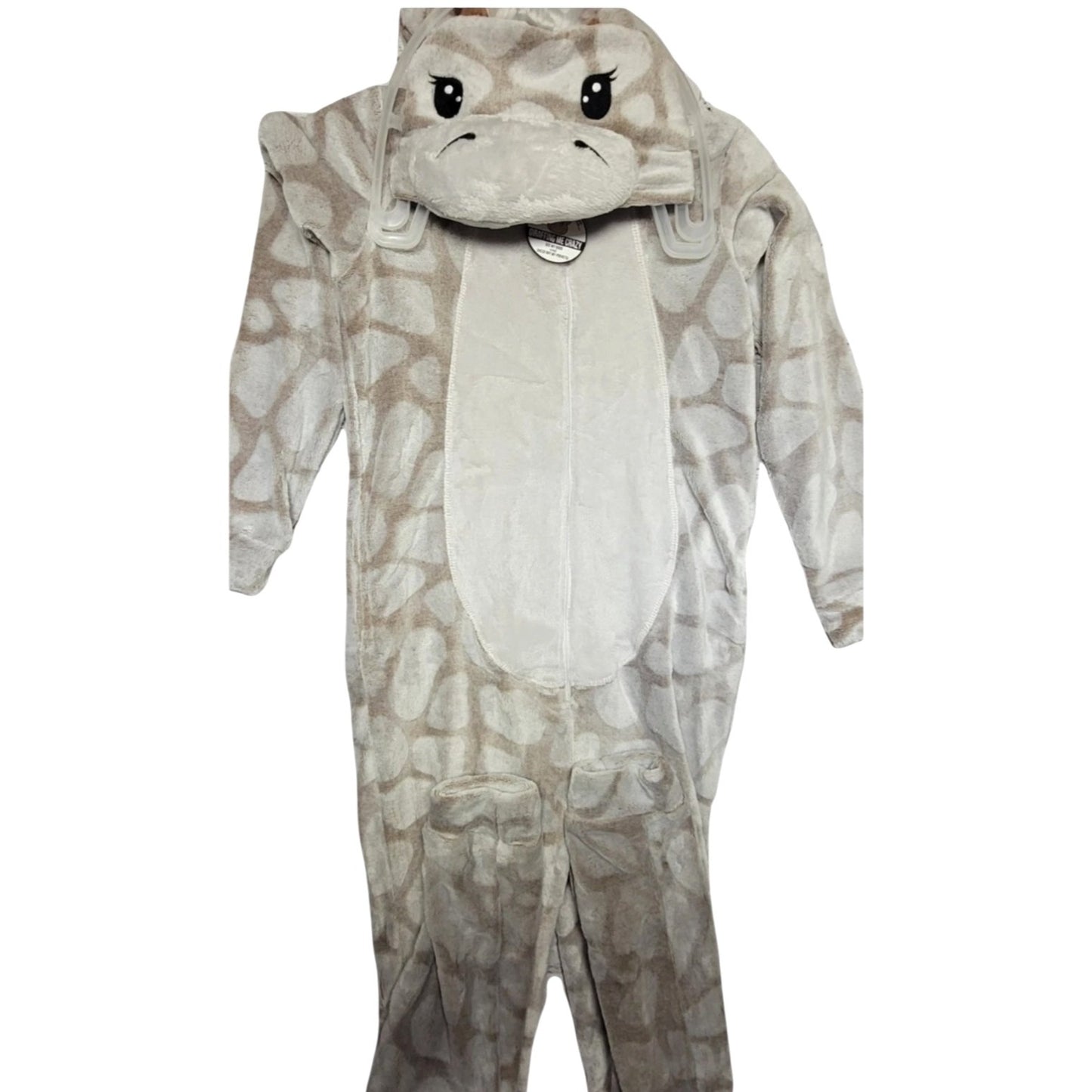 Giraffe Print Hooded Fleece Onesie Pajamas With Pockets Secret Treasures Women's XS 0-2 NWT