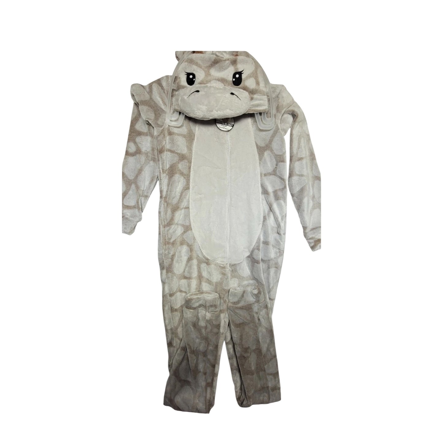 Giraffe Print Hooded Fleece Onesie Pajamas With Pockets Secret Treasures Women's XS 0-2 NWT