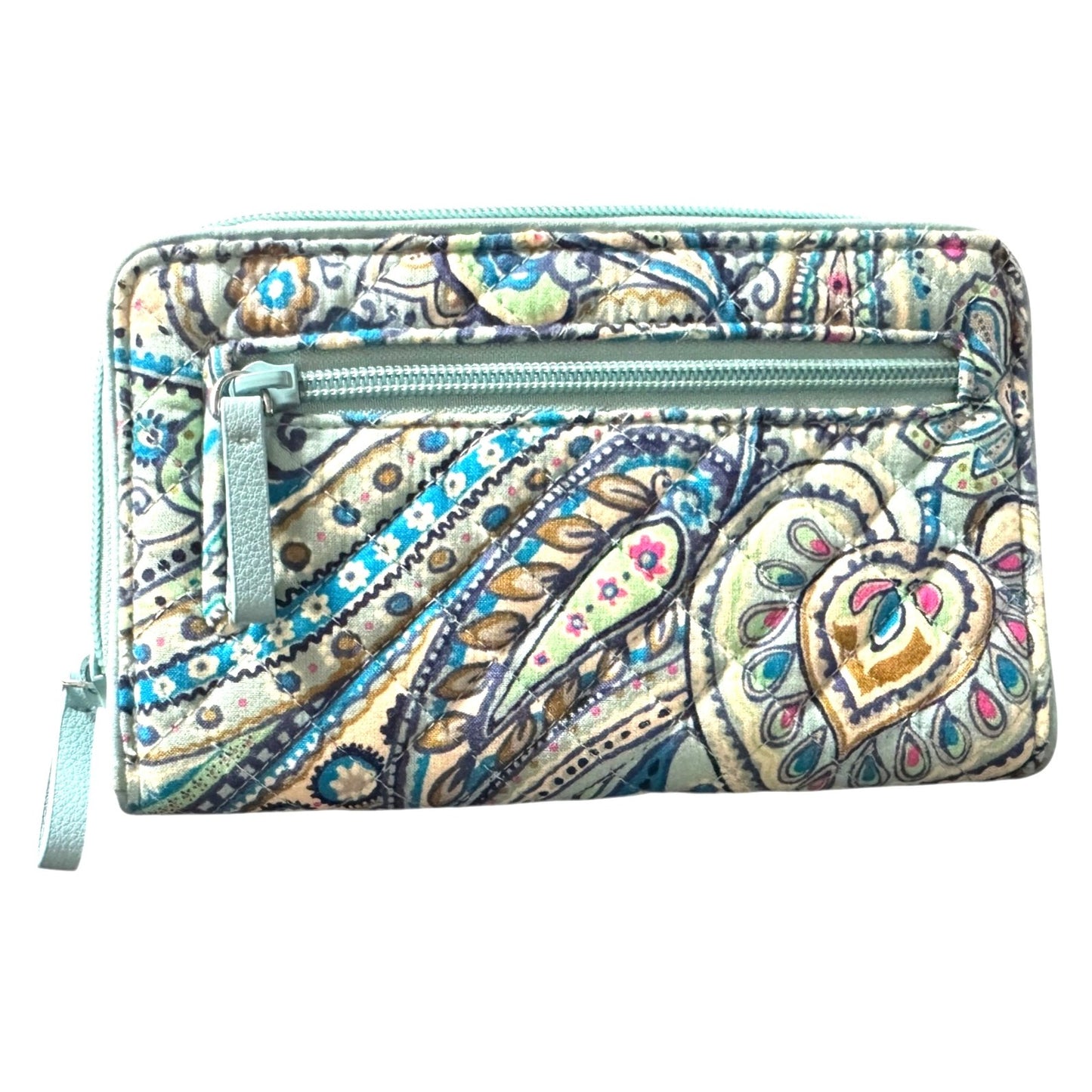 Vera Bradley Quilted Cotton Paisley Wallet With Turnlock & Zipper Compartments
