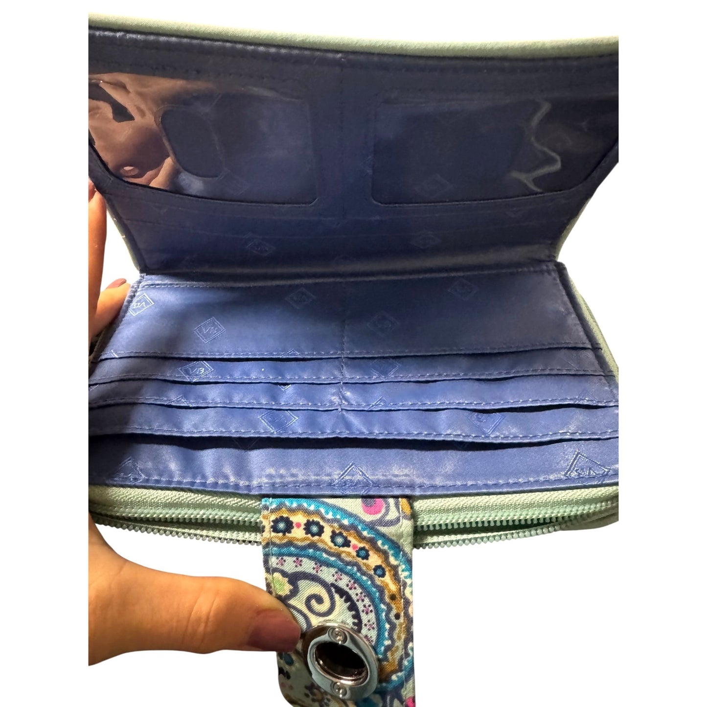 Vera Bradley Quilted Cotton Paisley Wallet With Turnlock & Zipper Compartments