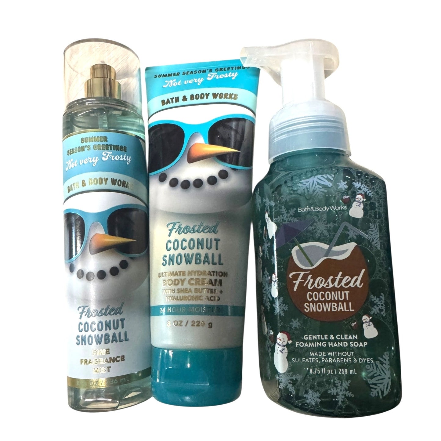 Bath & Body Works 3 Piece Frosted Coconut Snowball Set New