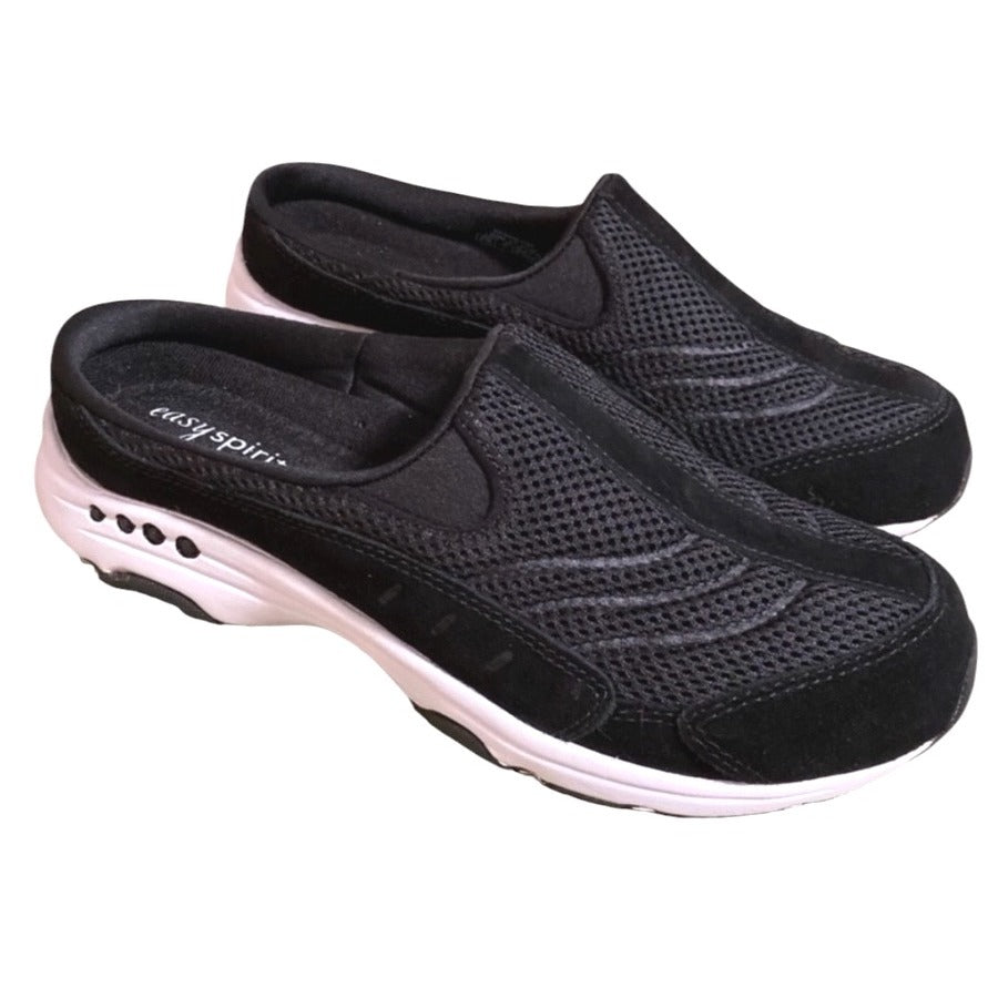 Easy Spirit Womens Black Mesh Clogs Slip-On Walking Shoes Size 8.5W
