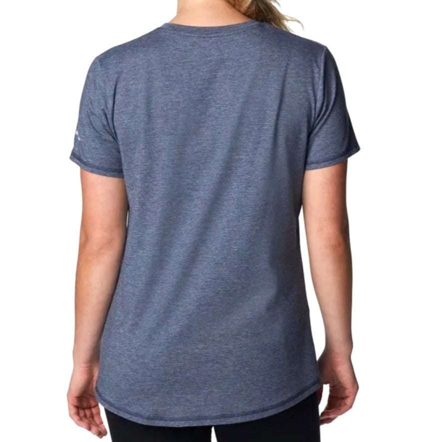 Columbia Women's Omni-Shade Graphic Tee SZ Small Navy Blue Outdoor Adventure Design