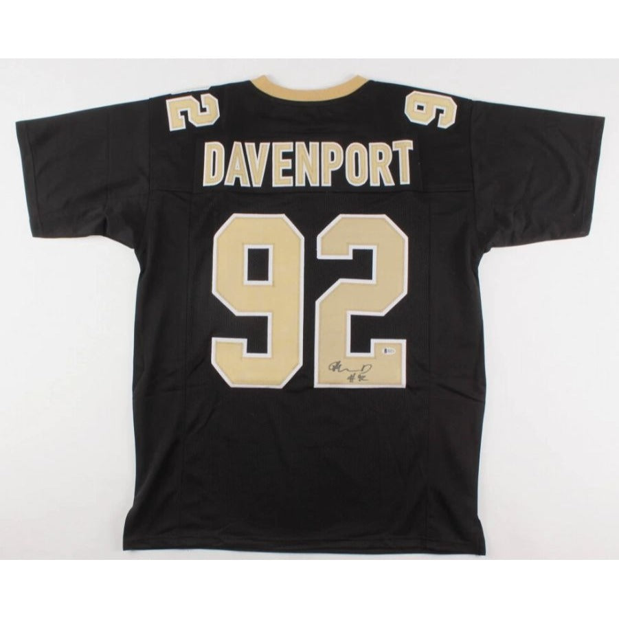 Marcus Davenport #92 Signed New Orleans Saints Jersey Black/Gold Football Memorabilia