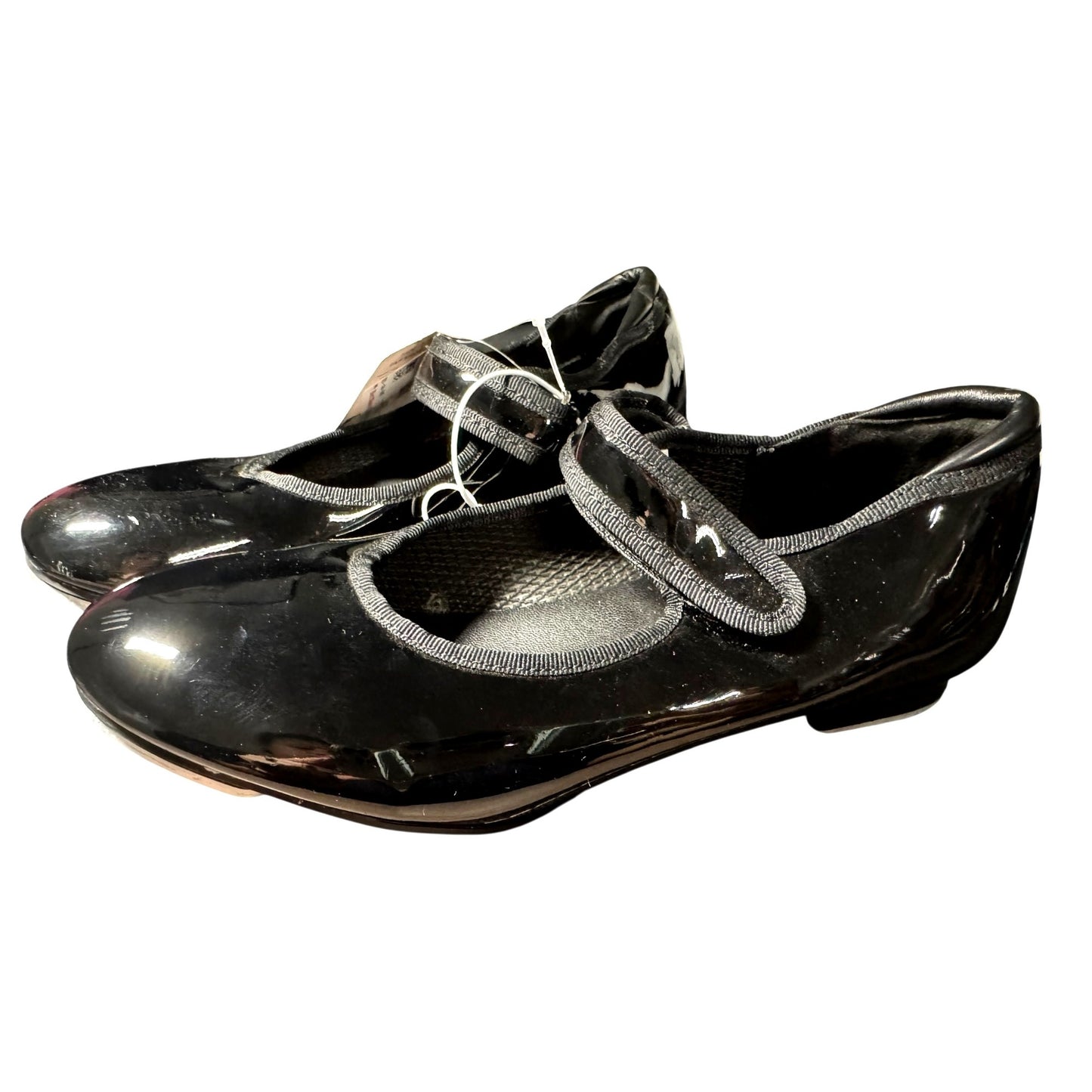 Danskin Girls Tap Dance Shoes Black Patent Leather Size 2 NWT
