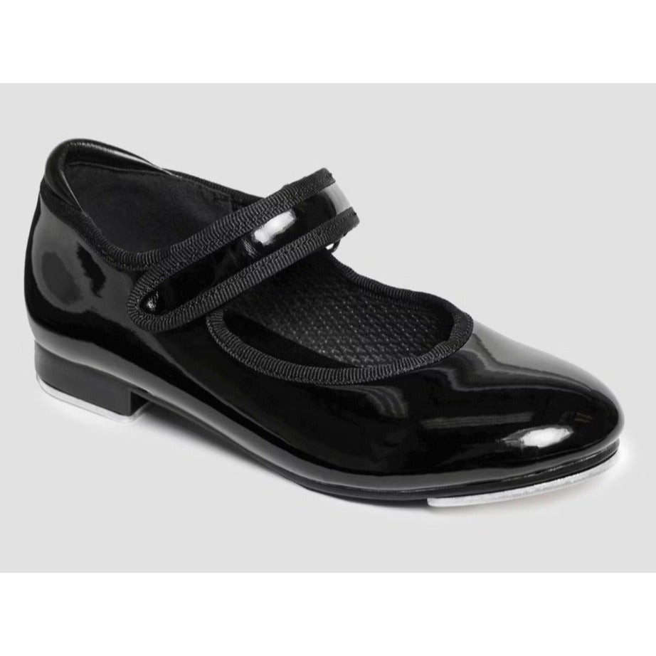 Danskin Girls Tap Dance Shoes Black Patent Leather Size 2 NWT