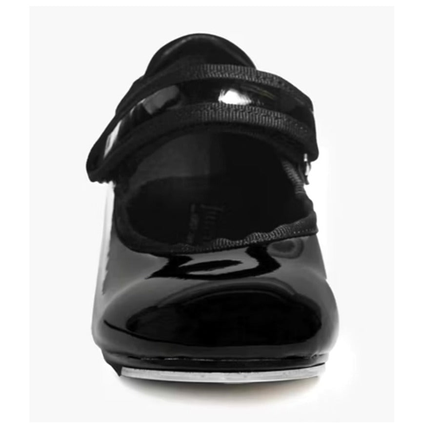 Danskin Girls Tap Dance Shoes Black Patent Leather Size 2 NWT