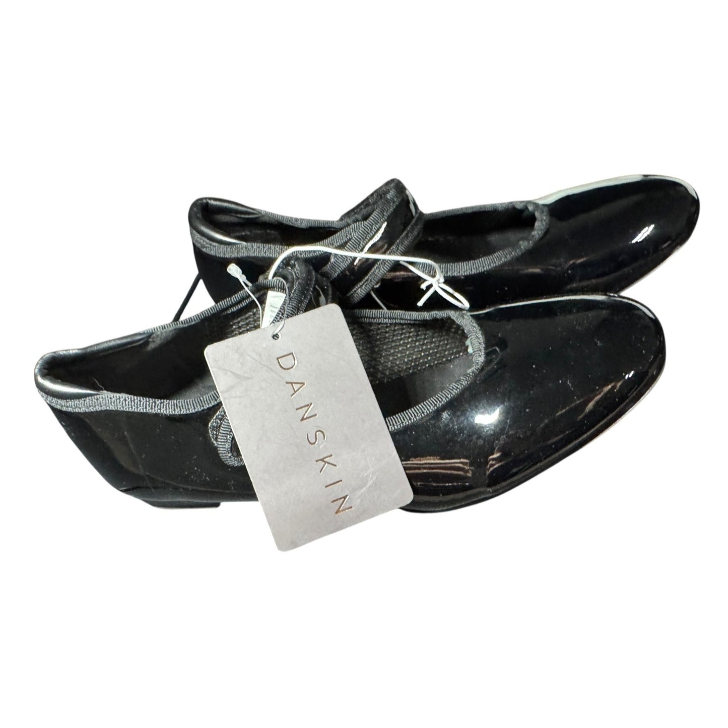 Danskin Girls Tap Dance Shoes Black Patent Leather Size 2 NWT