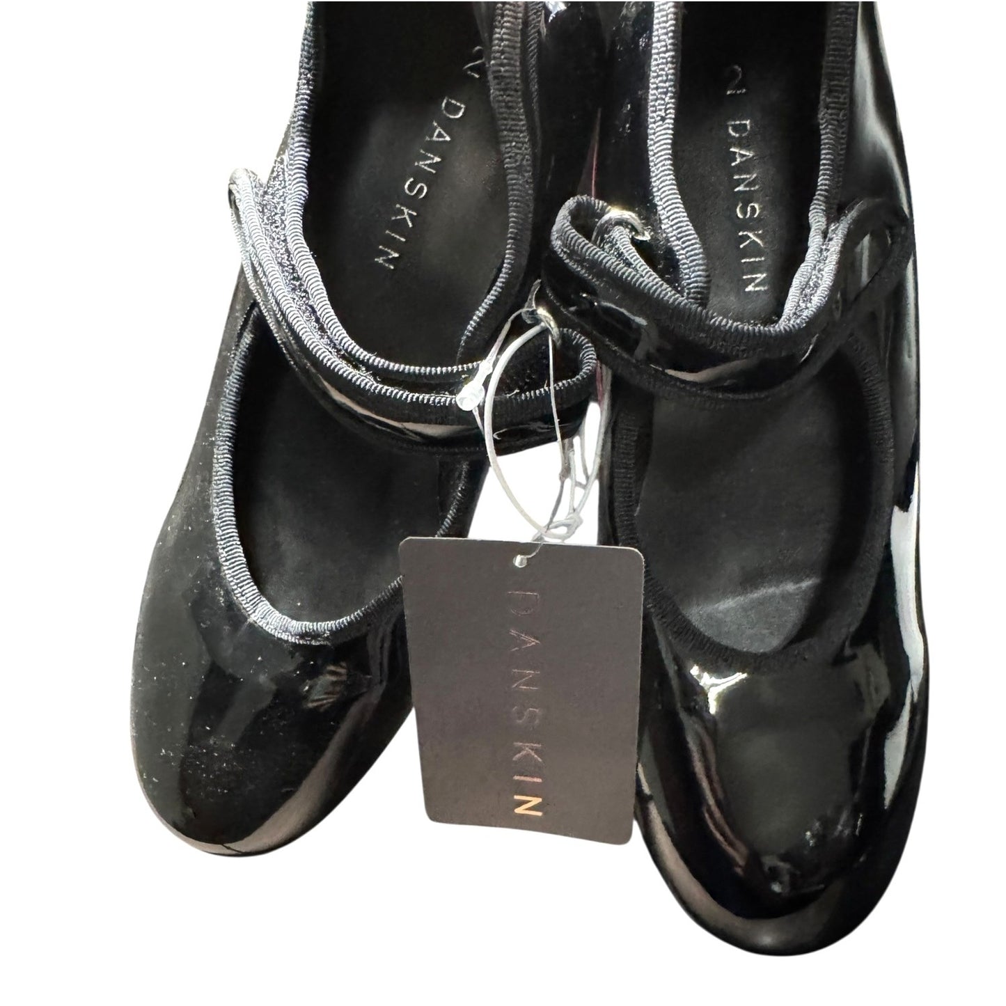 Danskin Girls Tap Dance Shoes Black Patent Leather Size 2 NWT