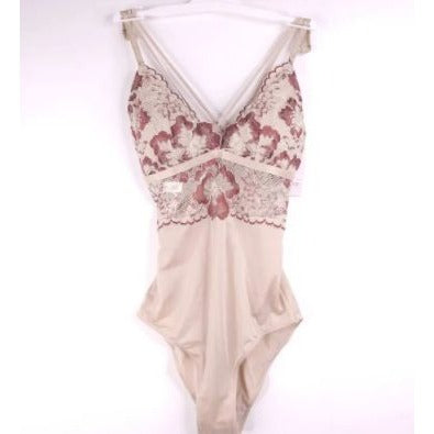 Auden Intimates Taupe Bodysuit Lace Trim XS NWOT