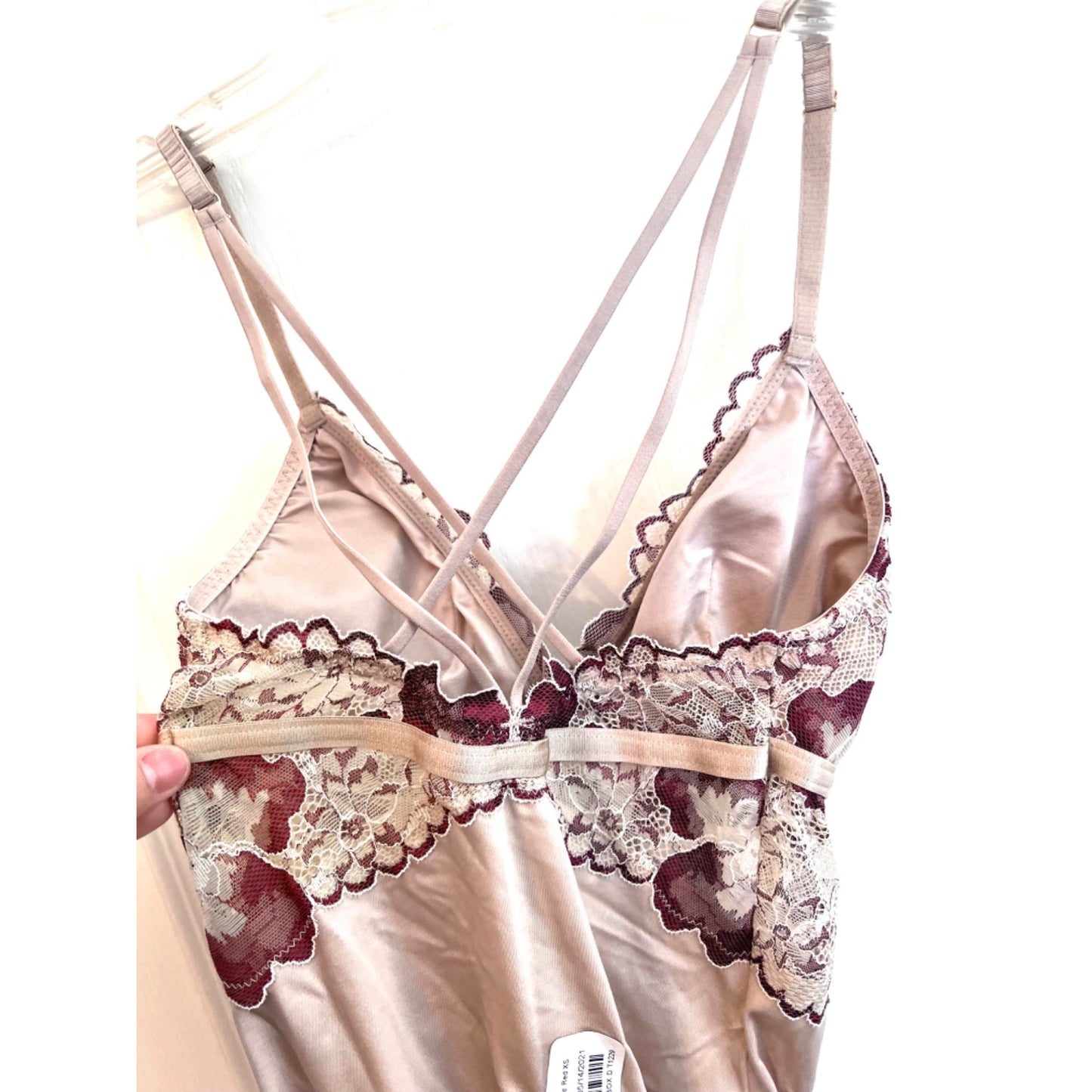 Auden Intimates Taupe Bodysuit Lace Trim XS NWOT
