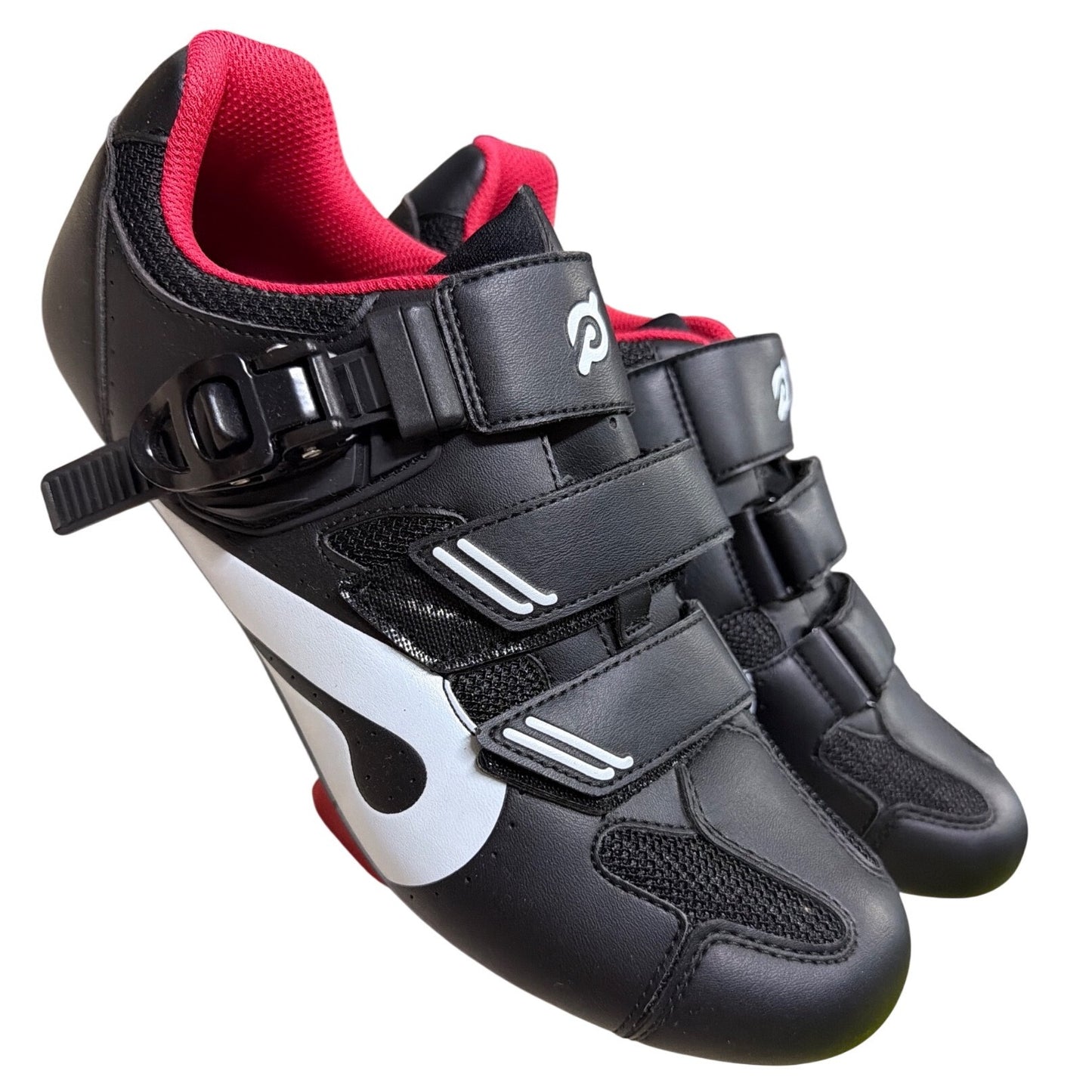 Peloton Cycling Shoes Black & Red Size 42/Women's SZ 11 With Adjustable Straps & Buckle For Indoor Training