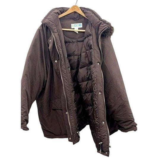 Weather Solutions Brown Hooded Winter Coat 4X