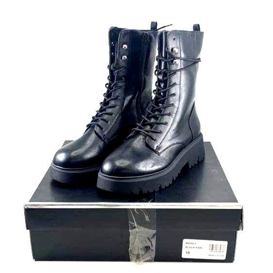 Madden Girl Maisey Black Lace-Up Combat Boots Size 10 NWB