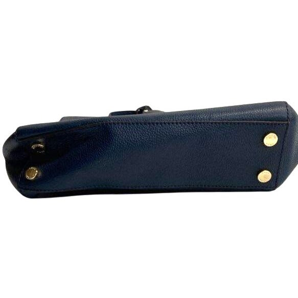 Michael Kors Navy Blue Leather Top Handle & Crossbody Bag With Gold Hardware