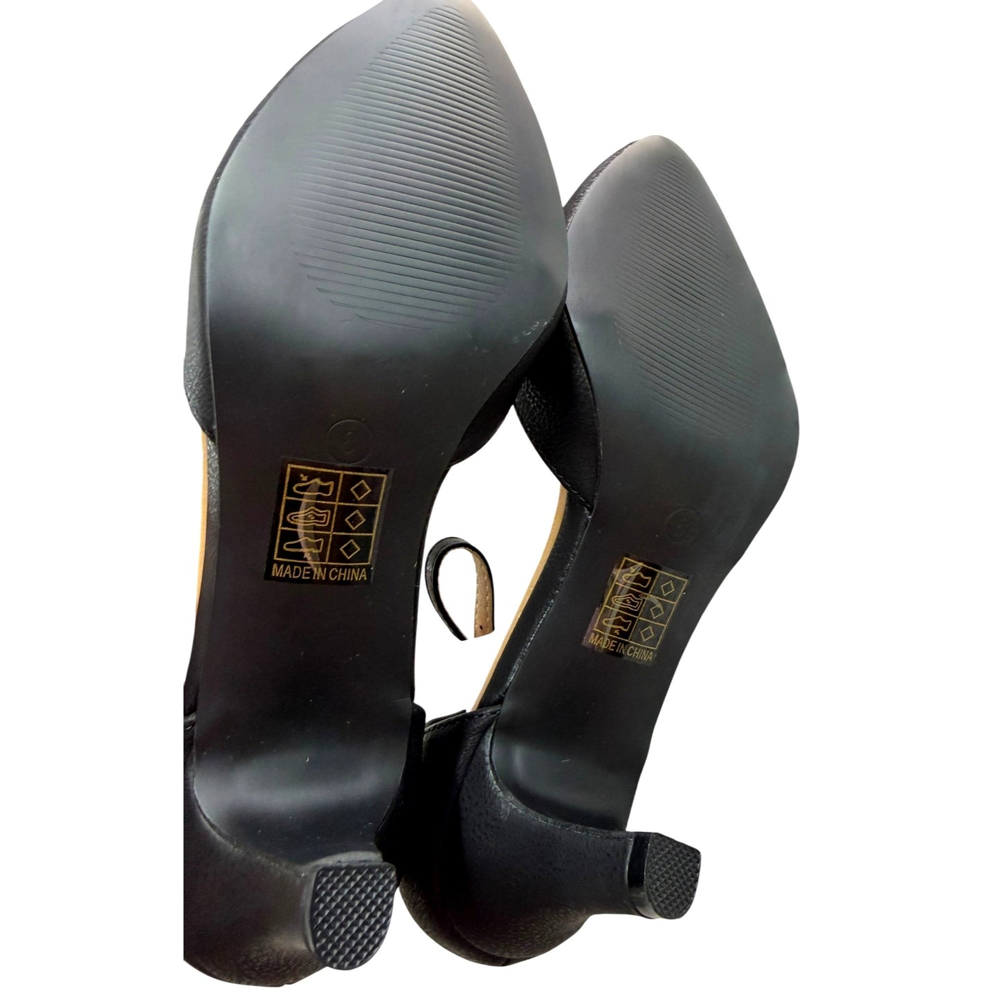Journee Collection Womens Black Pointed-Toe Kitten Heel Pumps With Ankle Strap Size 8