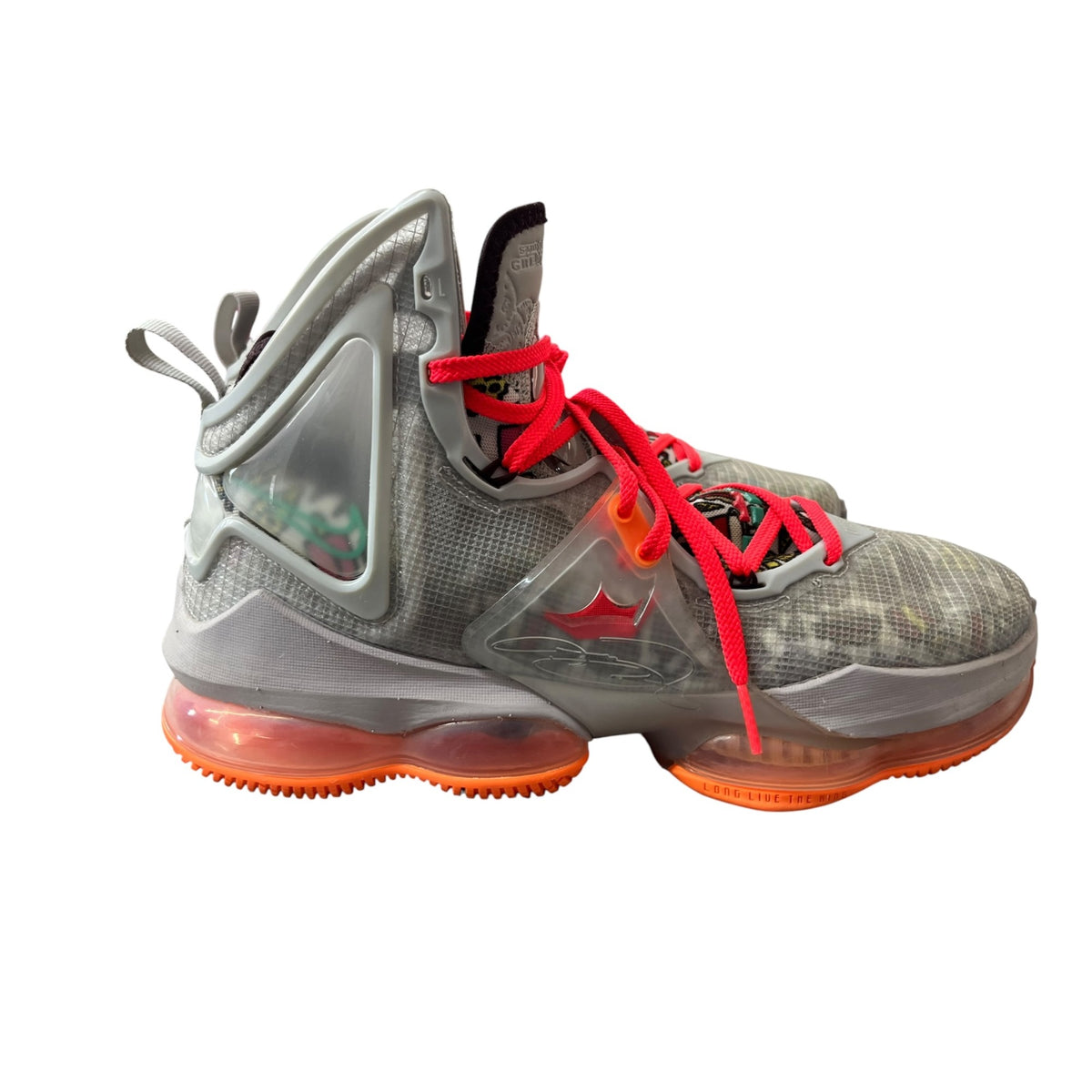 Men's Nike LeBron 19 "Fast Food" Grey Fog & Total Orange Colorway Size 9.5