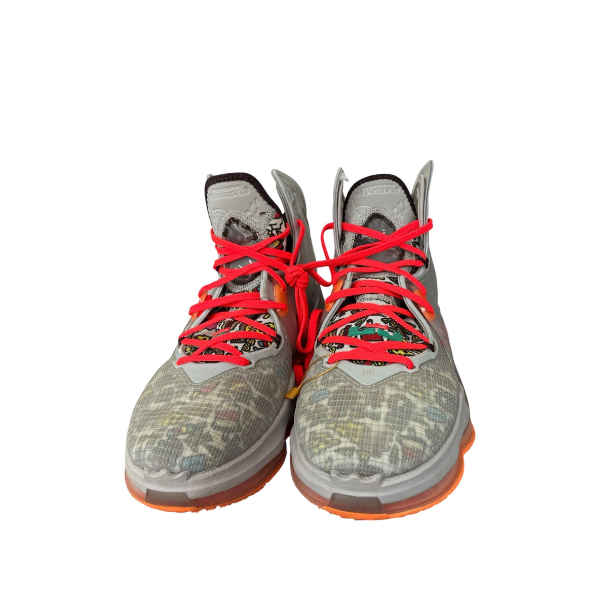 Men's Nike LeBron 19 "Fast Food" Grey Fog & Total Orange Colorway Size 9.5